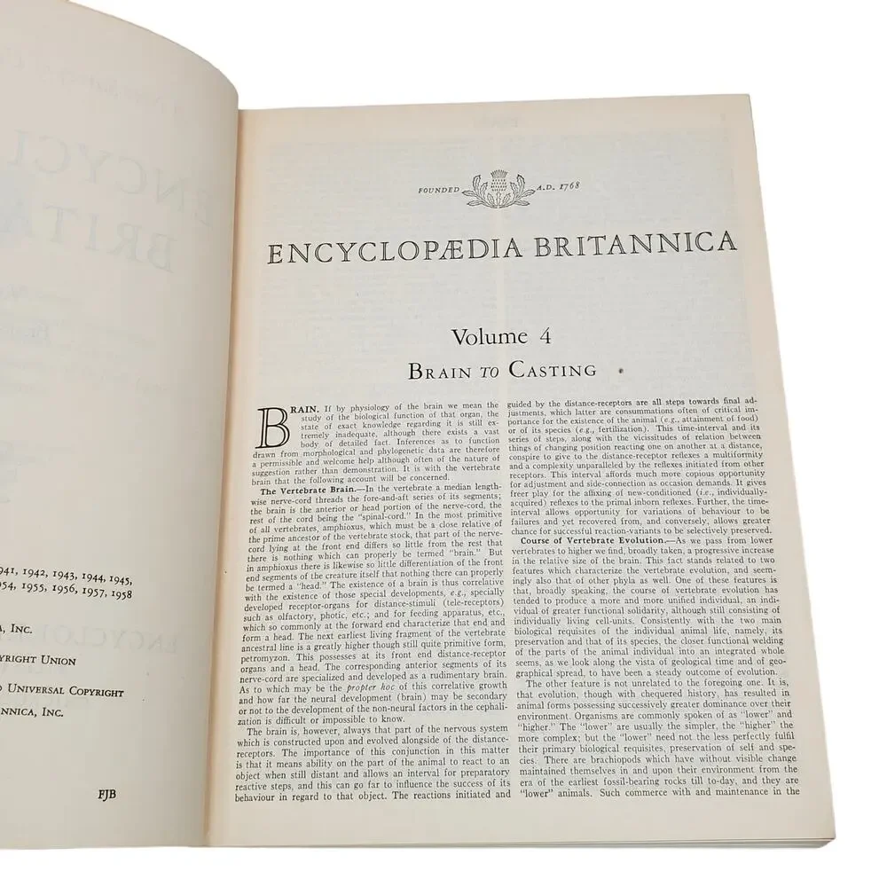 1959 Edition Encyclopedia Britannica Vtg HC Volume 4 BRAIN to CASTIN Educational